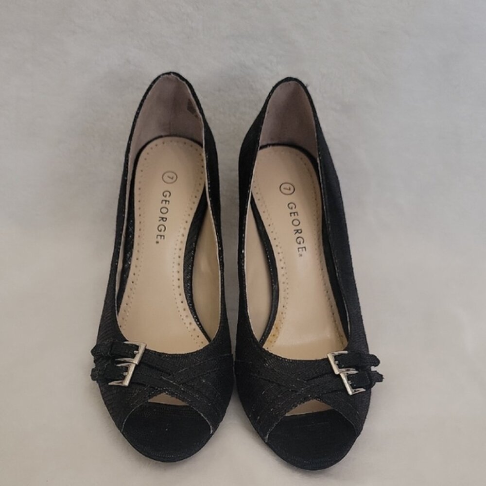 George Black Peep Toe Heels Size 7